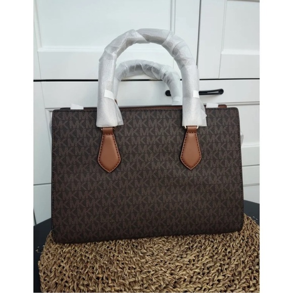 MICHAEL KORS BAG HANDBAG SATCHEL WITH CROSSBODY STRAP BROWN/GOLD SMALL SIZE - Picture 4 of 6